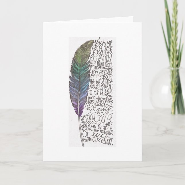Prière Lakota avec carte pour notes plume (Devant)