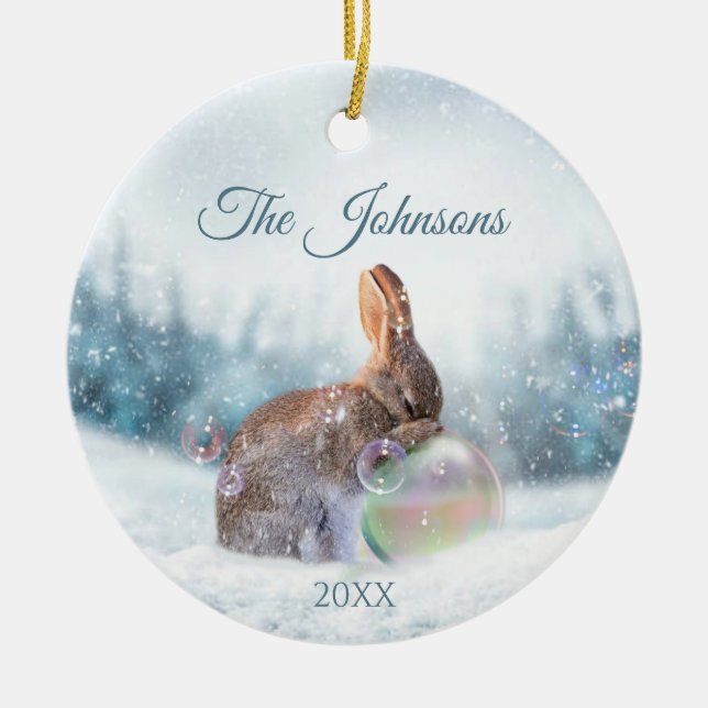 Prière Lapin Lapin Noël Ornement Religieux (Devant)