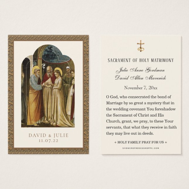 Prière Mariage catholique Espousal Vierge Marie (Devant & derrière)