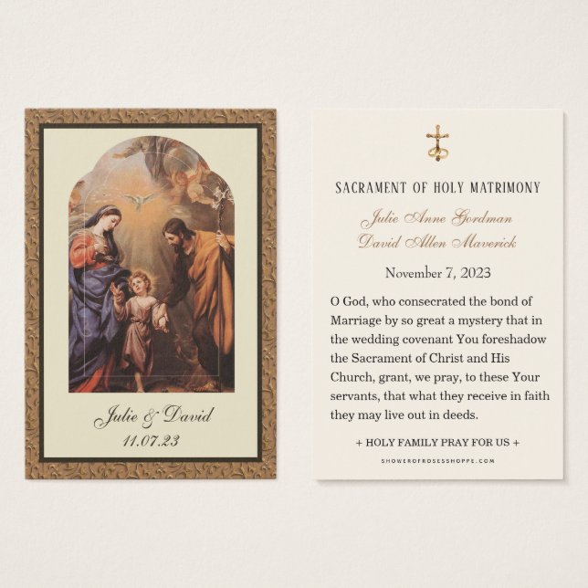 Prière Mariage catholique Jésus Marie Joseph (Devant & derrière)