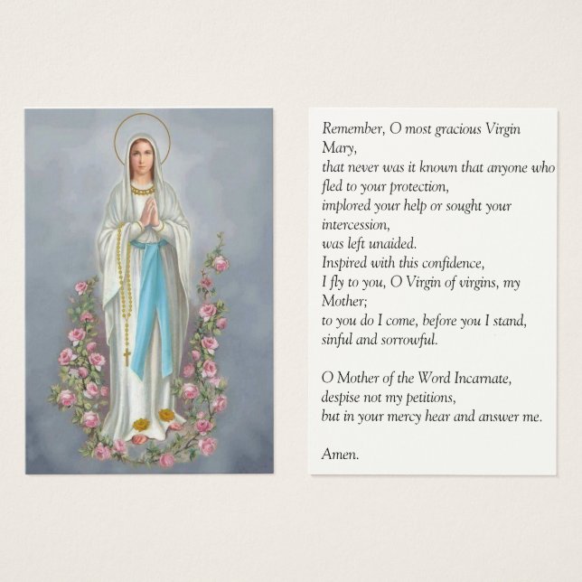 Prière Notre-Dame du Rosaire Lourdes Mémorare (Devant & derrière)