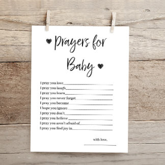 Prières de coeur budgétaire pour carte de Baby sho