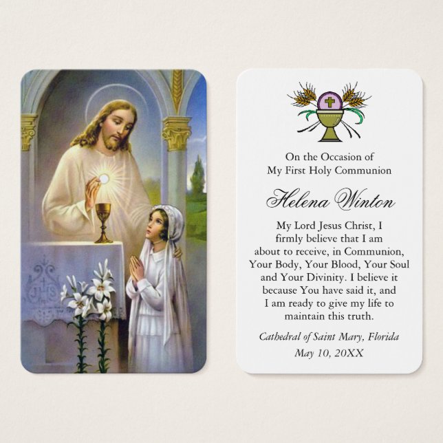 Prières de la première communion | Fille communion (Devant & derrière)