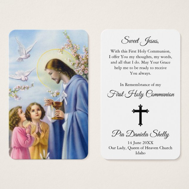 Prières de la première communion | Fille communion (Devant & derrière)