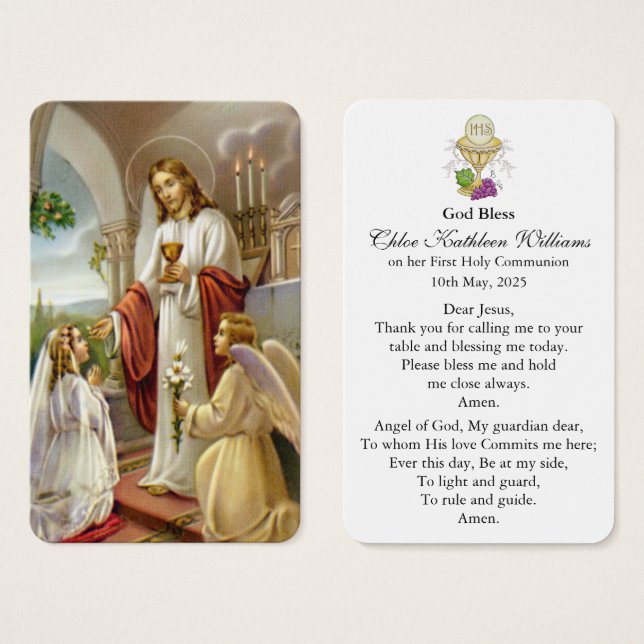 Prières de la première communion | Fille communion (Devant & derrière)