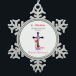 Priest 10th Ordination Anniversary Black Cross Snowflake Pewter Christmas Ornament<br><div class="desc">Share the joy and join in the celebration as a priest enters his 10th of ordination. This beautifully simple designed gift,  souvenir,  giveaway or party essential with a black cross and flower swirls on the centre is just right for the occasion.</div>