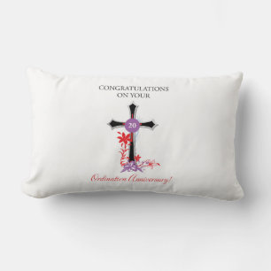 Priest 20th Ordination Anniversary Black Cross Lumbar Pillow