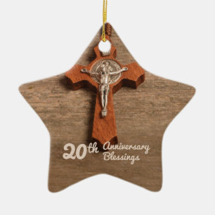 Priest 20th Ordination Anniversary Rose and Rosary Ceramic Ornament