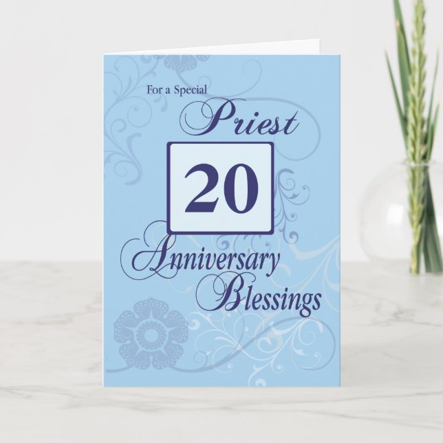 Priest 20th Year Anniversary Blue with Swirls  Card (Front)