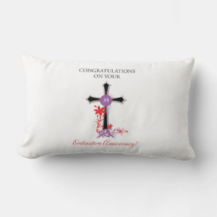 Priest 35th Ordination Anniversary Black Cross Lumbar Pillow