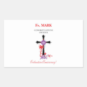 Priest 40th Ordination Anniversary Black Cross Sticker