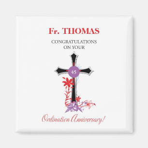 Priest 45th Ordination Anniversary Black Cross Magnet