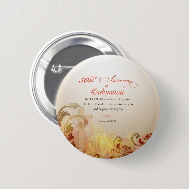 Priest, 50th Anniversary of Ordination Blessing 2 Inch Round Button (Front & Back)