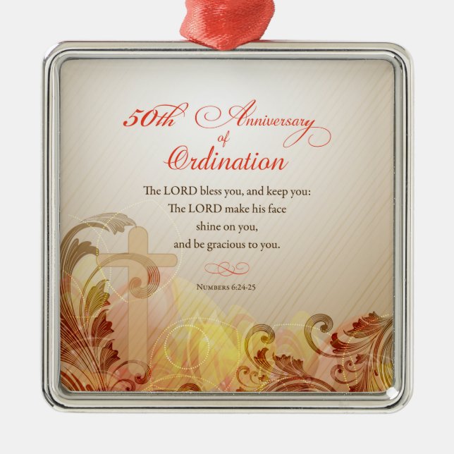 Priest, 50th Anniversary of Ordination Blessing Metal Ornament (Front)