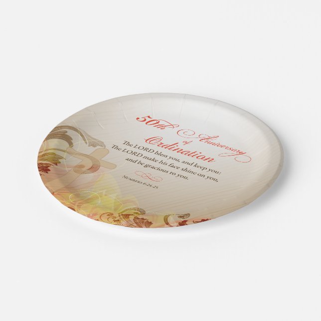 Priest, 50th Anniversary of Ordination Blessing Paper Plate (Angled)