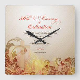 Priest, 50th Anniversary of Ordination Blessing Square Wall Clock