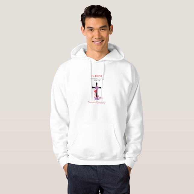 Priest 50th Ordination Anniversary Black Cross Hoodie (Front Full)