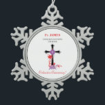 Priest 5th Ordination Anniversary Black Cross Snowflake Pewter Christmas Ornament<br><div class="desc">A simple yet elegant card with a cross on the centre is perfect to congratulate a beloved priest as he commemorates his 5th year ordination anniversary. Send a priest this personalized gift,  souvenir,  giveaway or party essential today.</div>