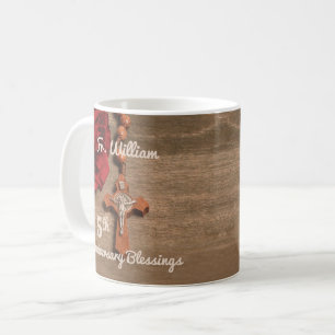Priest 5th Ordination Anniversary Rose and Rosary Coffee Mug