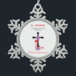 Priest 70th Ordination Anniversary Black Cross Snowflake Pewter Christmas Ornament<br><div class="desc">A priest is celebrating his 70th year anniversary of ordination. Send him this simple yet elegantly designed gift,  souvenir,  giveaway or party essential with a black cross and swirls to celebrate with him on this special occasion.</div>