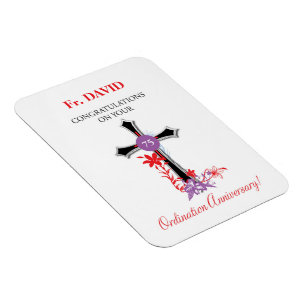 Priest 75th Ordination Anniversary Black Cross Magnet