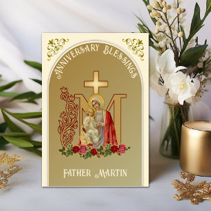 Priest Anniversary Mary Jesus Catholic  Card