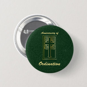 Priest Anniversary of Ordination Leather Look 2 Inch Round Button