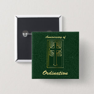 Priest Anniversary of Ordination Leather Look 2 Inch Square Button