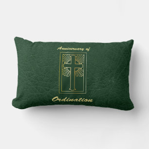 Priest Anniversary of Ordination Leather Look Lumbar Pillow