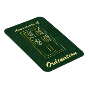 Priest Anniversary of Ordination Leather Look Magnet