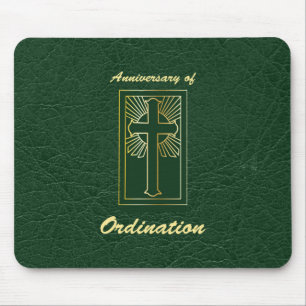 Priest Anniversary of Ordination Leather Look Mouse Pad