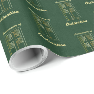 Priest Anniversary of Ordination Leather Look Wrapping Paper