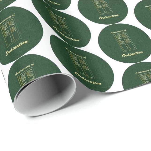 Priest Anniversary of Ordination Leather Look Wrapping Paper (Roll Corner)