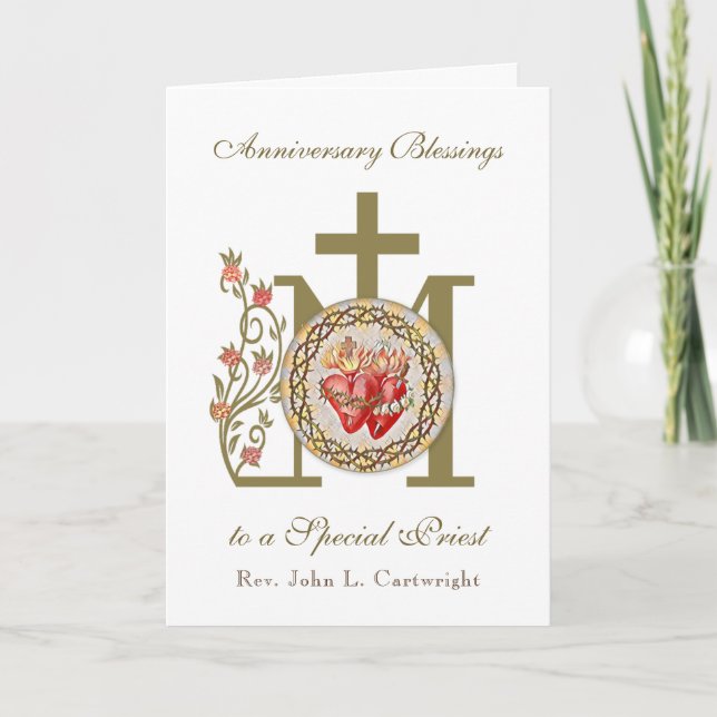 Priest Anniversary Ordination Virgin Mary Jesus Card (Front)