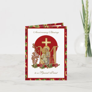 Priest Birthday Blessings Celebration Virgin Mary  Card