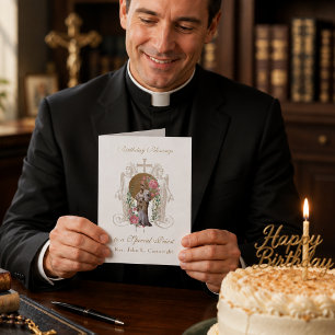 Priest Birthday Blessings Celebration Virgin Mary  Card