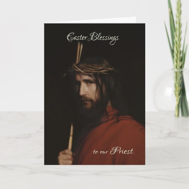 Priest - Depiction In Oil Of Jesus, Easter Card (Front)