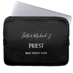 PRIEST GIFTS - personalized Classic Black White Laptop Sleeve