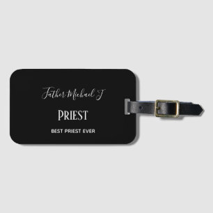 PRIEST GIFTS - personalized Classic Black White Luggage Tag