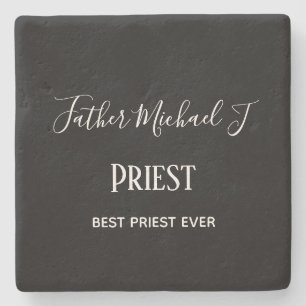 PRIEST GIFTS - personalized Classic Black White Stone Coaster