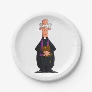 Priest Holding Bible IFunny Clergy Character Paper Plate