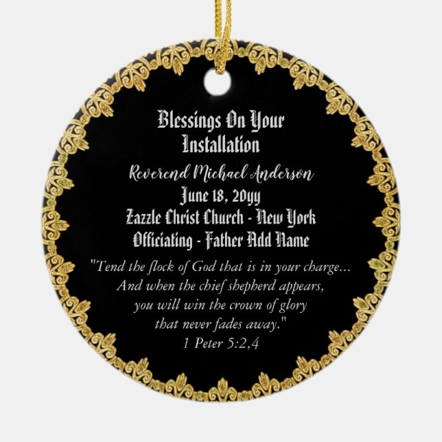 Priest Installation Gift Personalized Pastor Ceramic Ornament (Front)
