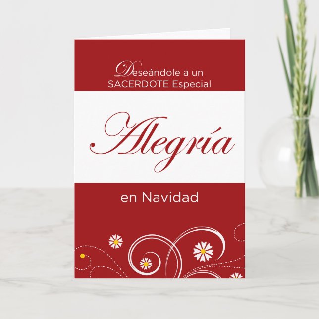 Priest, Joy at Christmas, Spanish Holiday Card (Front)
