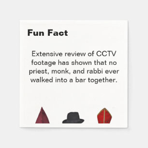 Priest Monk Rabbi Fun Fact cocktail napkin