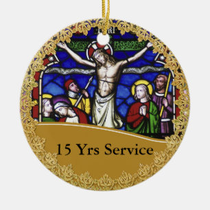 Priest Ordination 15th Anniversary Stained Glass Ceramic Ornament