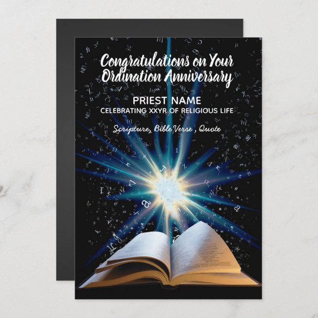 Priest Ordination Anniversary - ANY YEARS Ordained Invitation (Front/Back)