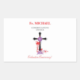Priest Ordination Anniversary Black Cross Sticker