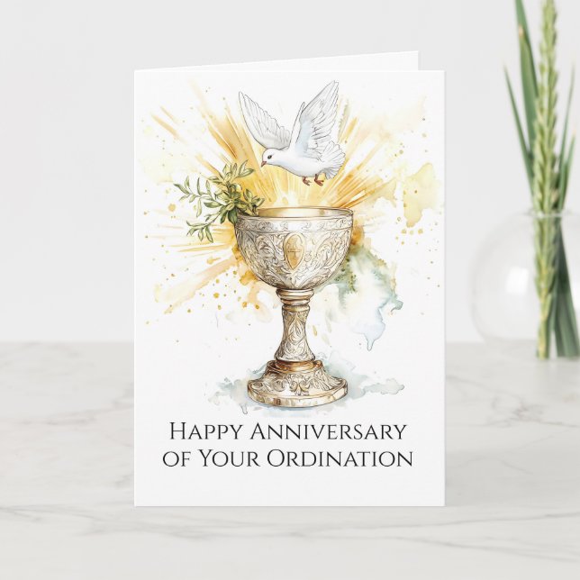 Priest Ordination Anniversary Blessings Chalice  Card (Front)