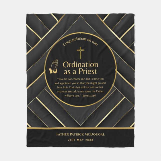 Priest Ordination New Priest Newly Ordained Custom Fleece Blanket (Front)