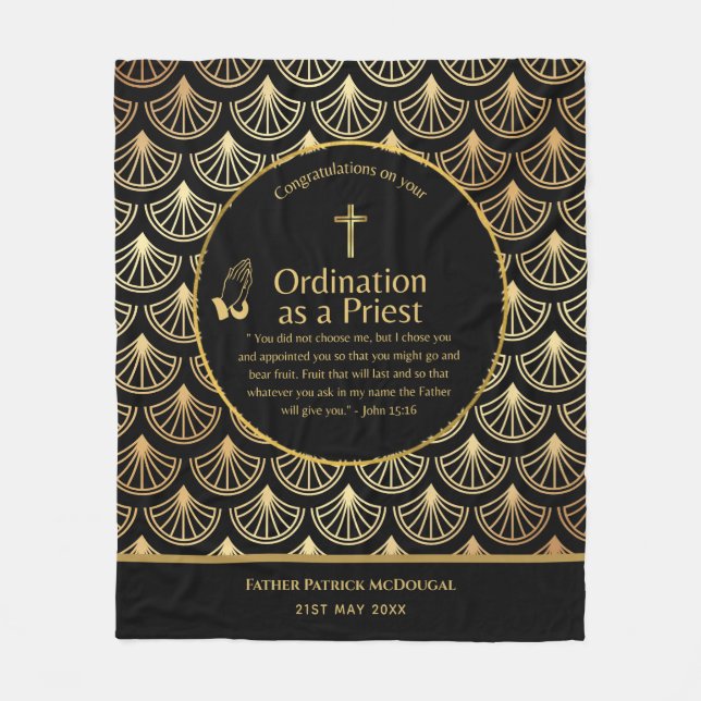 Priest Ordination New Priest Newly Ordained Custom Fleece Blanket (Front)
